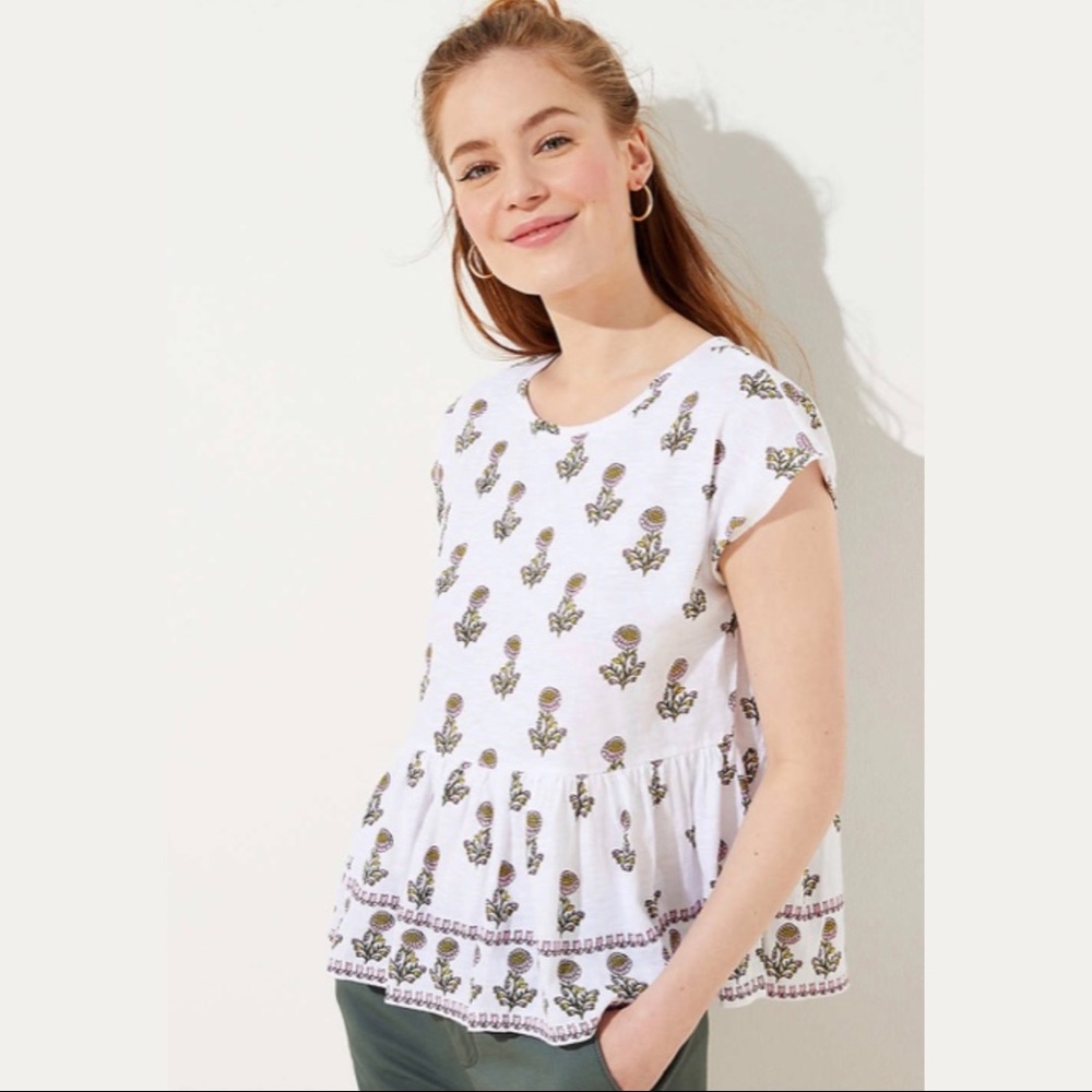 NWT Loft | Peony Peplum Tee